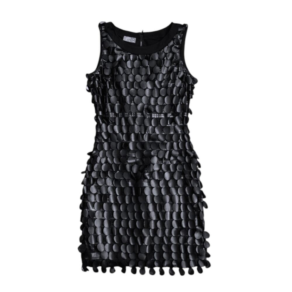 Muse Black Mini Dress Sleeveless Textured | Size 8